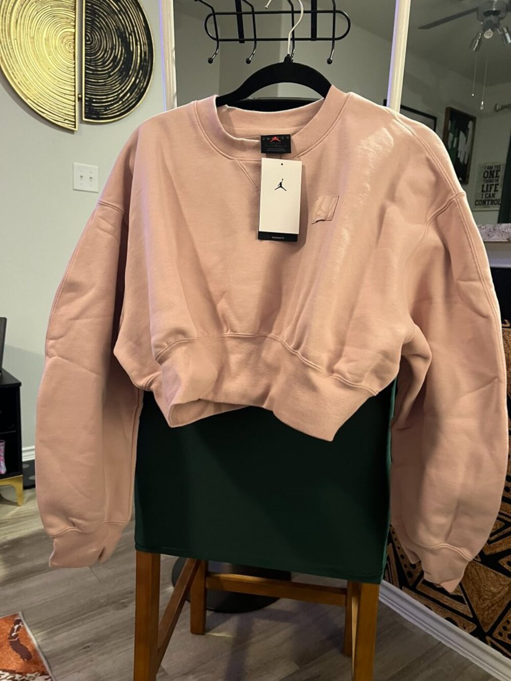 NWT Women's Jordan Nike Pink Cropped Long Sleeve Top
